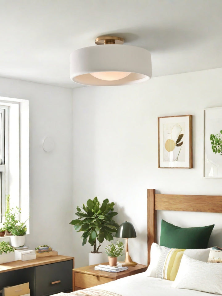 Porcelain ceiling light – Modern flush mount lamp with metal base