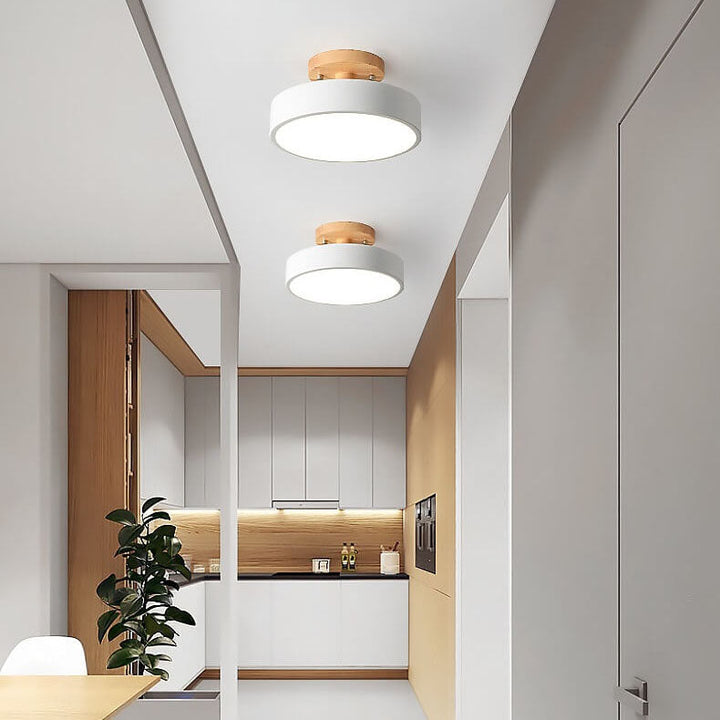 Dimmable modern LED ceiling light made of wood for living room &amp; bedroom