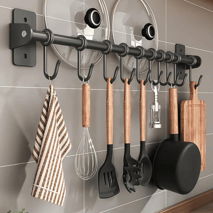 Compact kitchen hook organizer - efficient storage solution