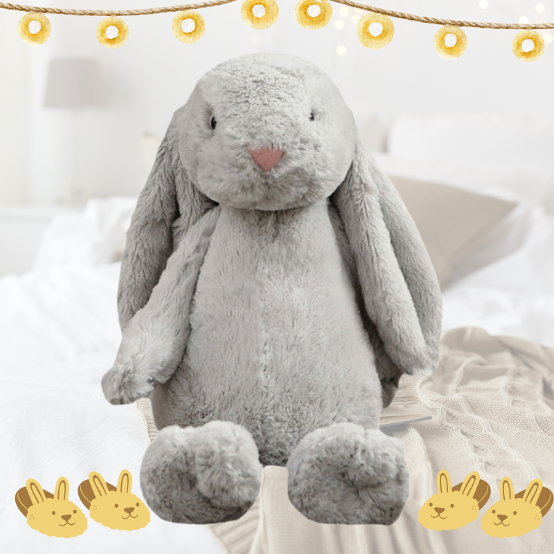 Plush rabbit with long ears – cuddly toy for children and adults