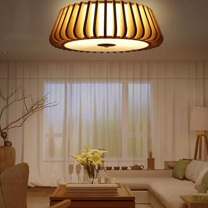 Round ceiling light in wood look, Nordic style 