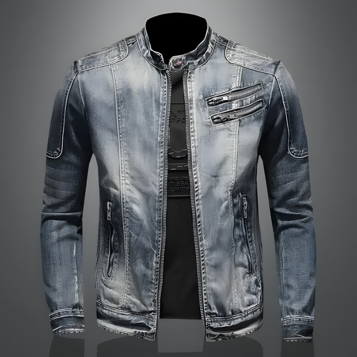 Herren Jeansjacke Mit Modernem Biker-Stil