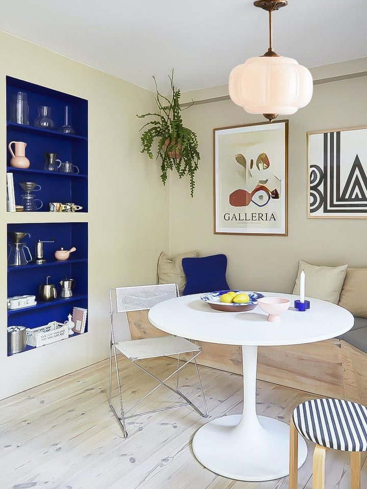 Vintage ceiling light made of frosted glass