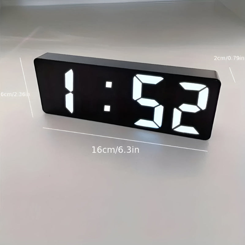Digital LED mirror clock – alarm clock with temperature and date display