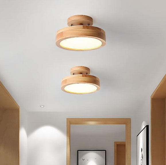 Dimmable modern LED ceiling light made of wood for living room &amp; bedroom