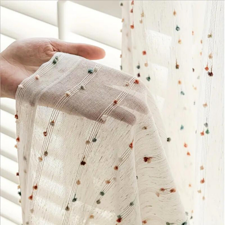 Rainbow Tulle Curtain – Colorful Embroidered Semi-Transparent Curtain