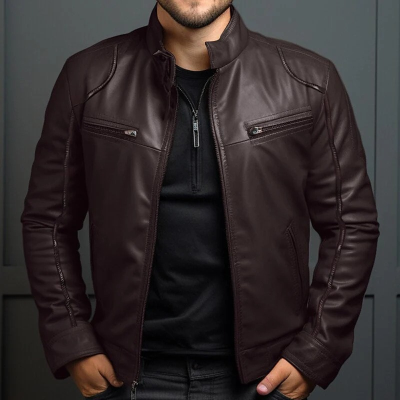 Men's leather jacket in vintage look 