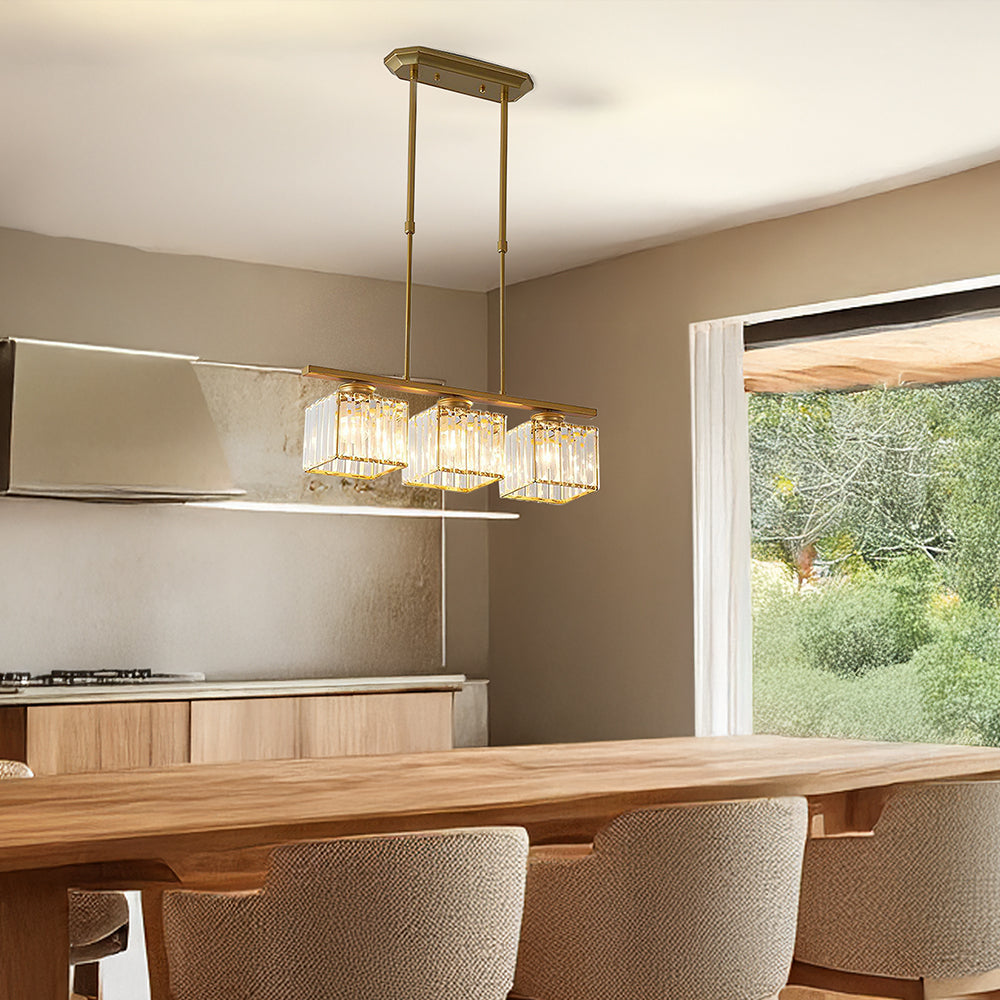 Modern designer pendant light with multiple light sources for dining room and kitchen