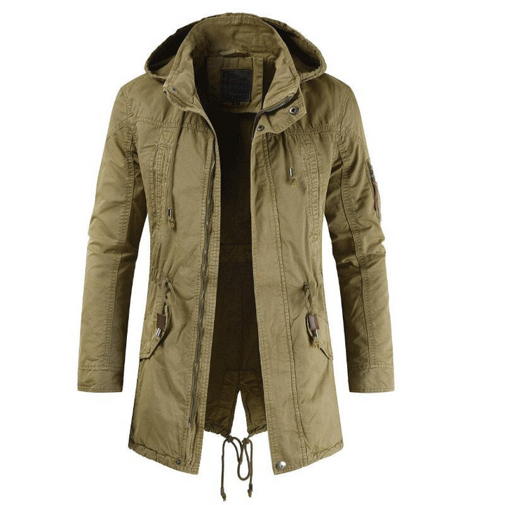 Men's Long Field-Style Jacket with Hood 