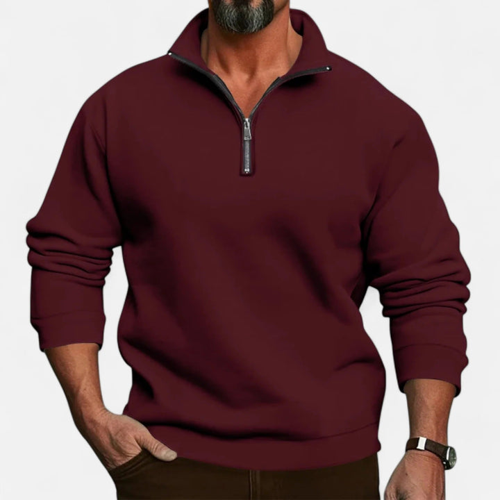Men's Half-Zip Pullover with Stand-Up Collar