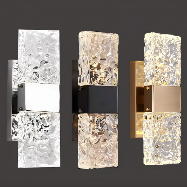 Luxurious, elegant LED wall light with crystal look for living room