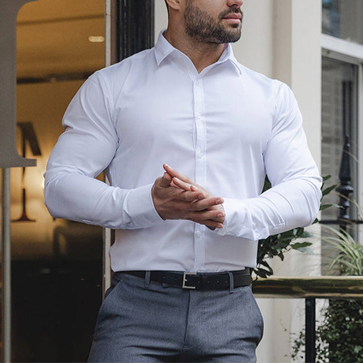 Men's slim-fit long-sleeved shirt