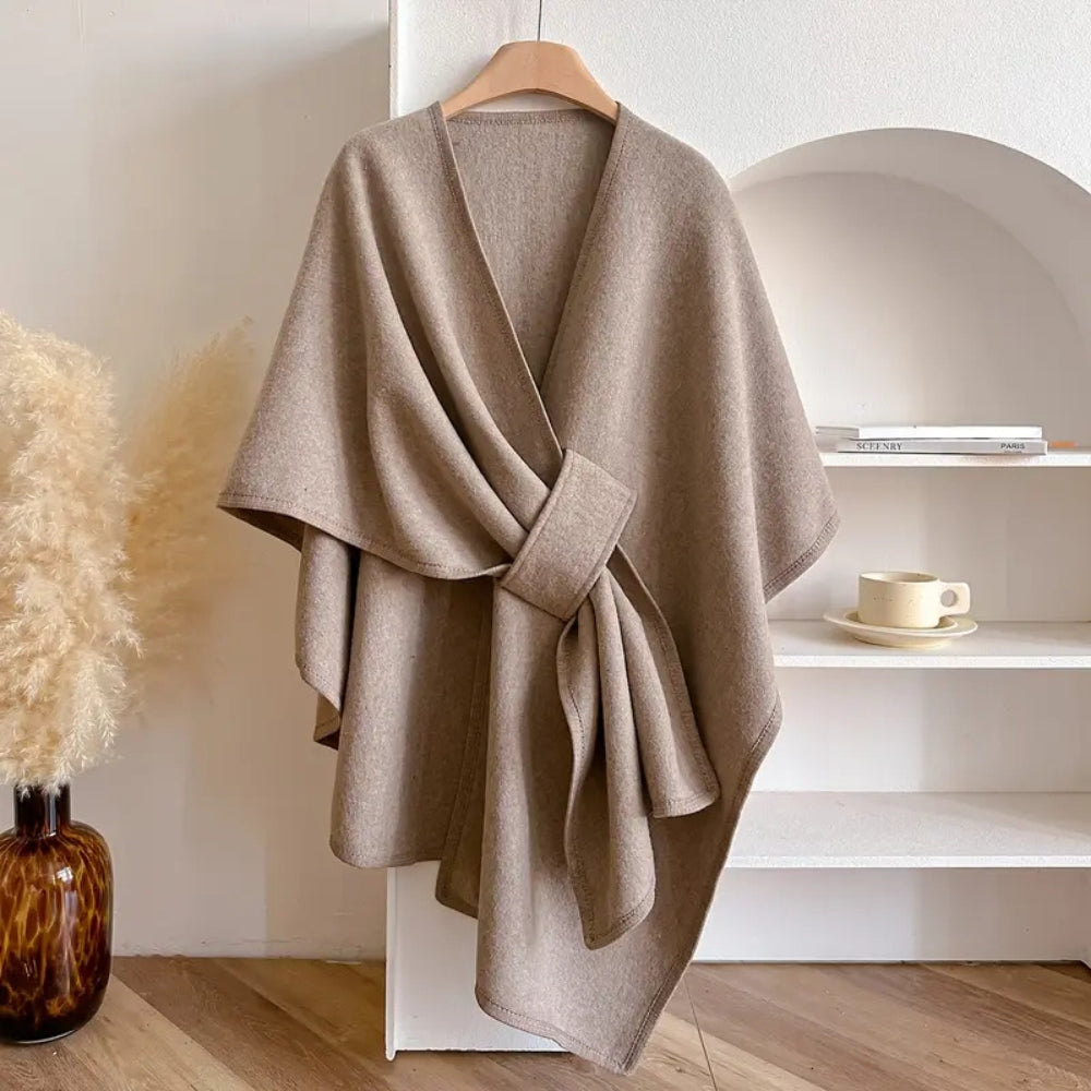 Damen Poncho Mantel Mit Winddichtem Design