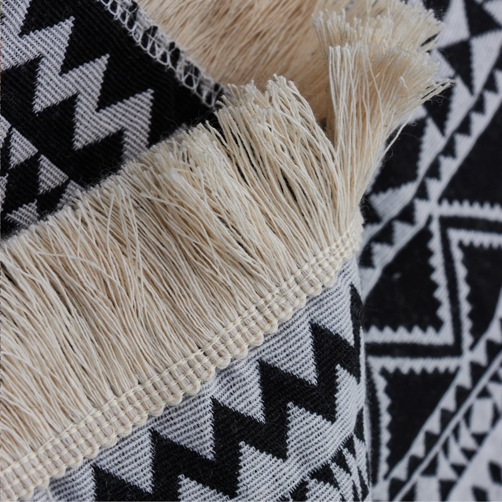 Schwarz-weiße Picknickdecke für Camping, Reise und entspannte Stunden im Freien