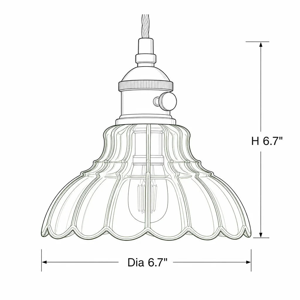 Glass Pendant Light Vintage Flower Design