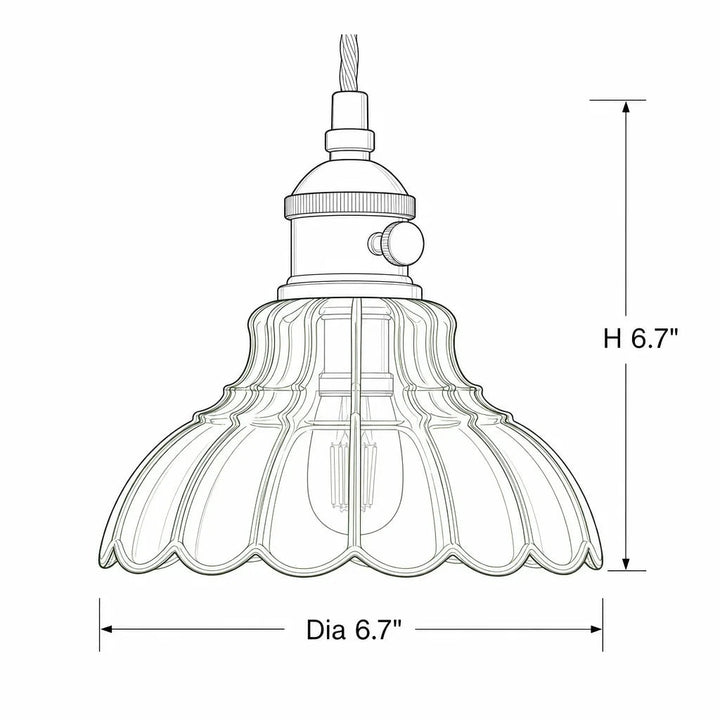 Glass Pendant Light Vintage Flower Design