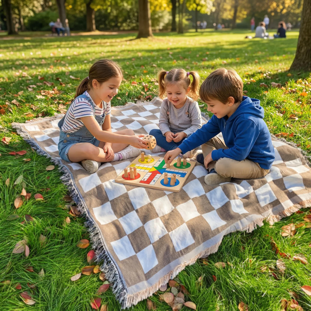 Picknickdecke aus weichem Mikrofaser mit kariertem Design