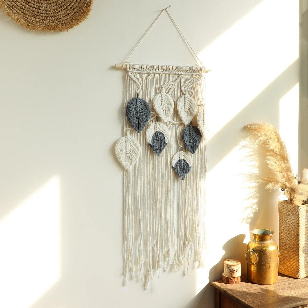 Makramee-Wandbehang Boho-Blatt-Design