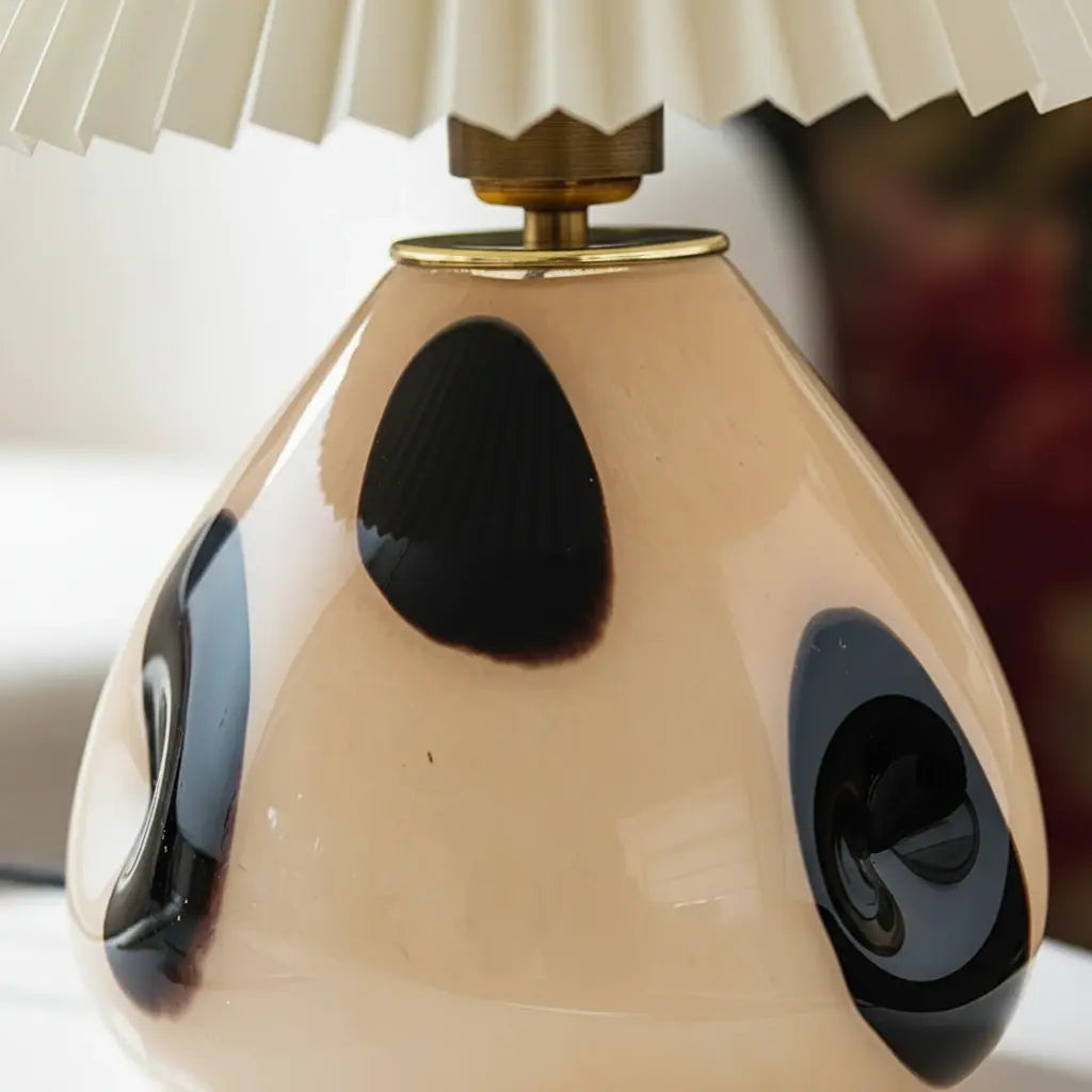 Table Lamp Pleated Fabric Mid Century Design
