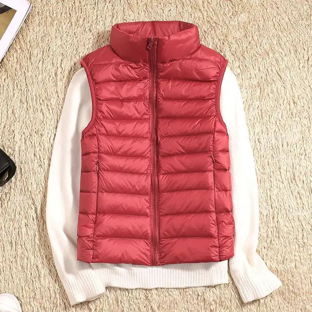 Women's Ultralight Quilted Vest with Stand-Up Collar