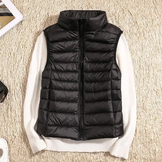 Women's Ultralight Quilted Vest with Stand-Up Collar