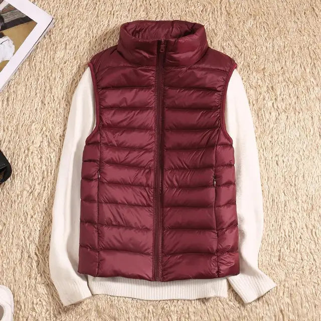 Women's Ultralight Quilted Vest with Stand-Up Collar