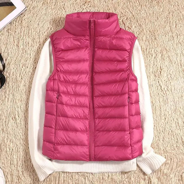 Women's Ultralight Quilted Vest with Stand-Up Collar