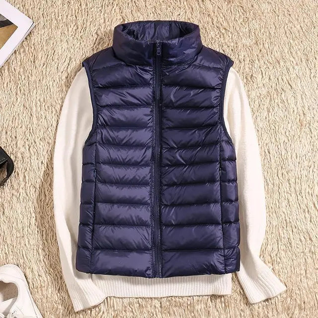 Women's Ultralight Quilted Vest with Stand-Up Collar