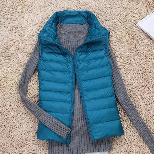 Women's Ultralight Quilted Vest with Stand-Up Collar