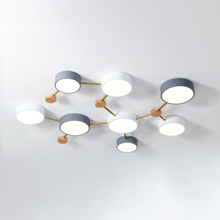 Scandinavian LED ceiling light made of wood and metal