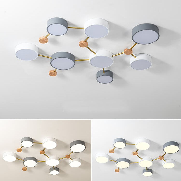 Scandinavian LED ceiling light made of wood and metal