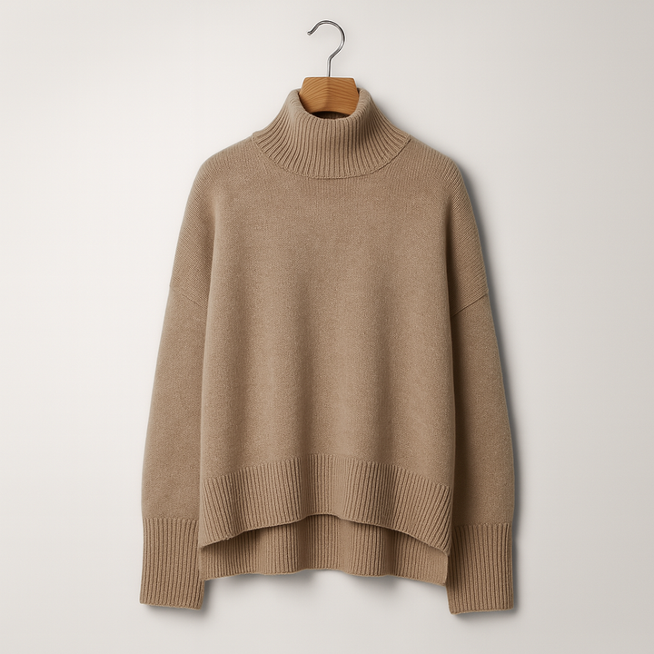 Women's cashmere blend roll-neck sweater with classic design