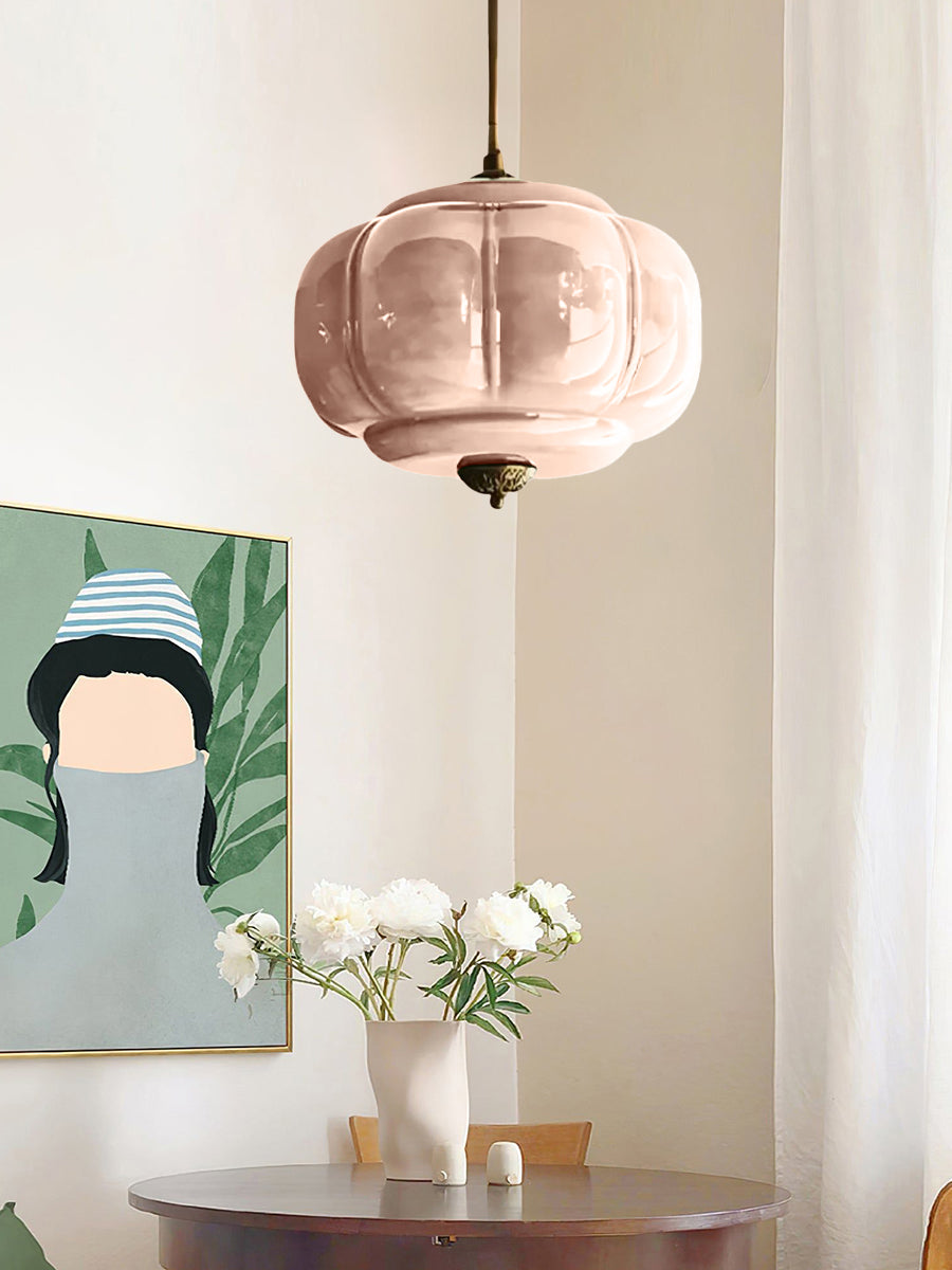 Vintage ceiling light made of frosted glass