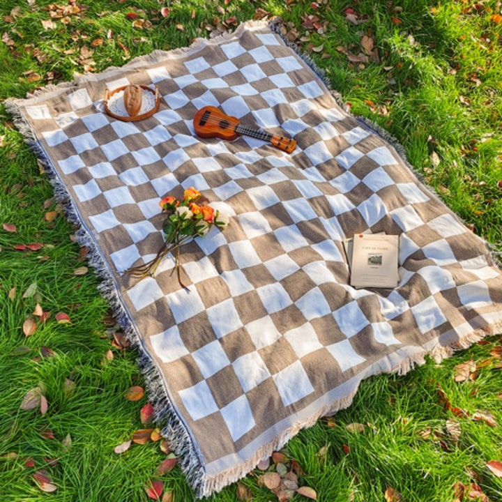 Picknickdecke aus weichem Mikrofaser mit kariertem Design