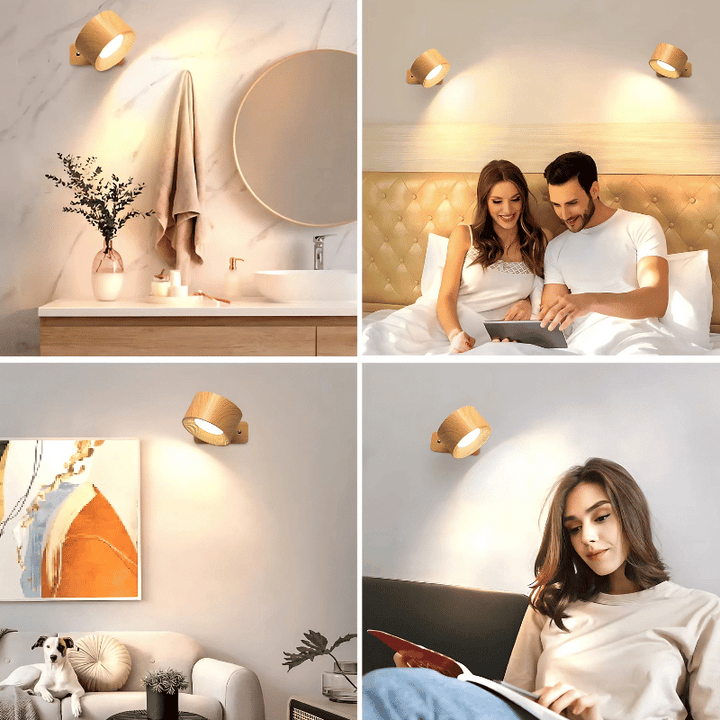 Wireless LED wall lamp with battery &amp; 360° rotation