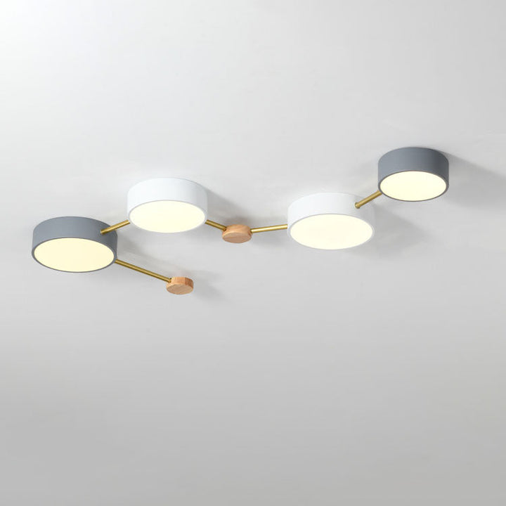 Scandinavian LED ceiling light made of wood and metal