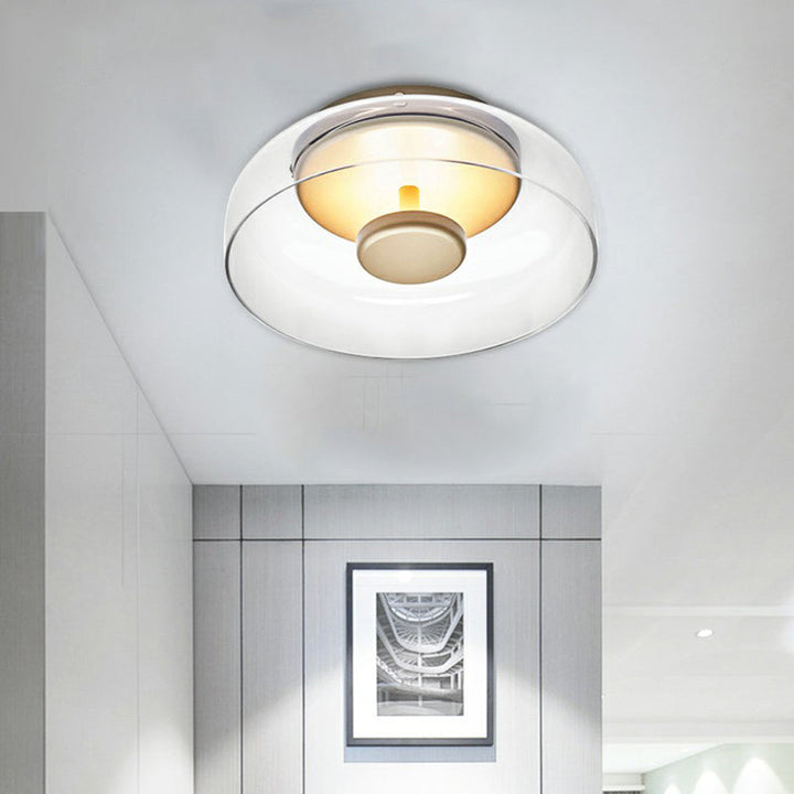 Modern LED ceiling light with half-shade design for hallway and entrance area