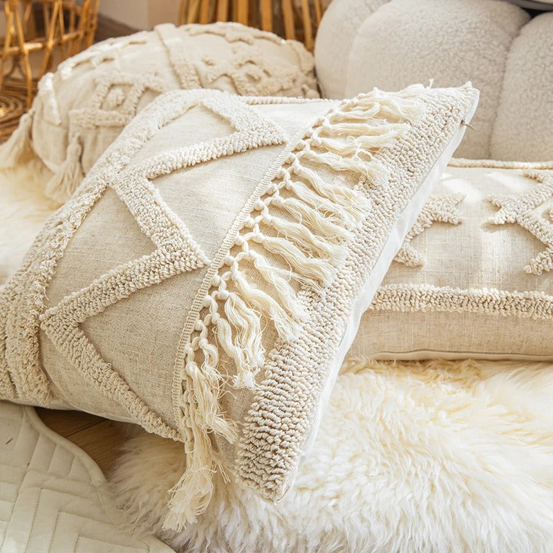 Bügelfreier Kissenbezug Beige Boho Design