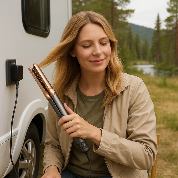 2-in-1 hair dryer and straightener for easy styling 