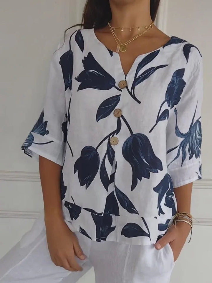 Printed V-Neck Tunic Top for Women