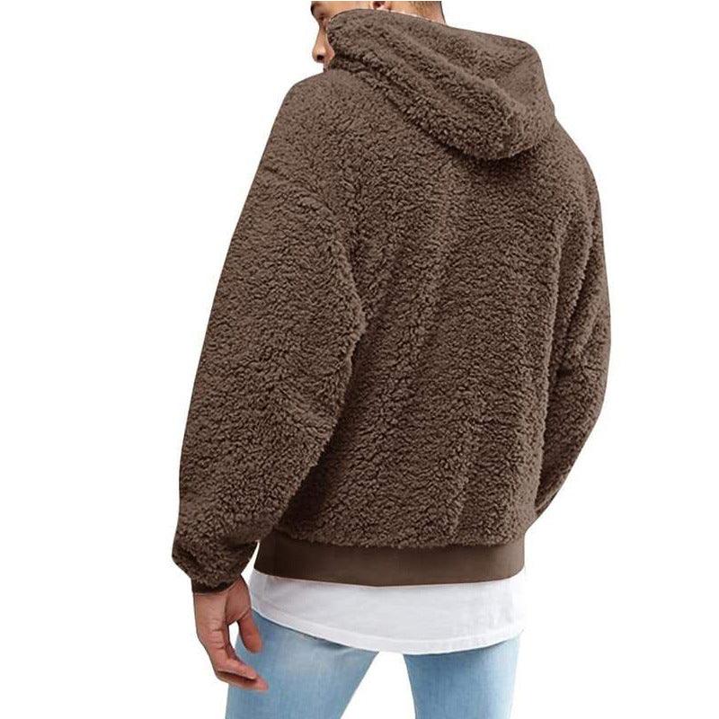 Men's Teddy Hoodie with Fluffy Texture 