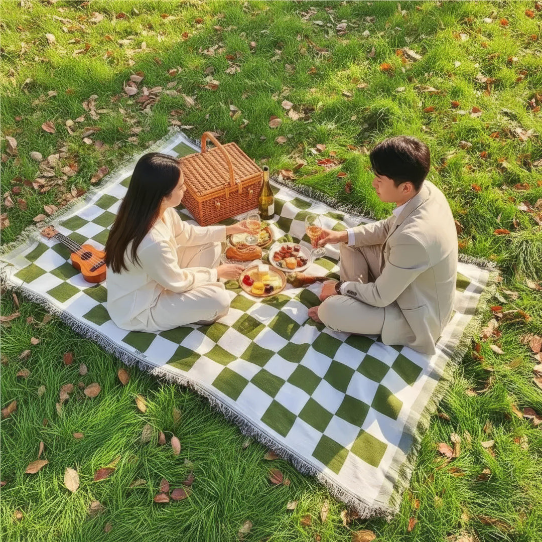 Picknickdecke aus weichem Mikrofaser mit kariertem Design