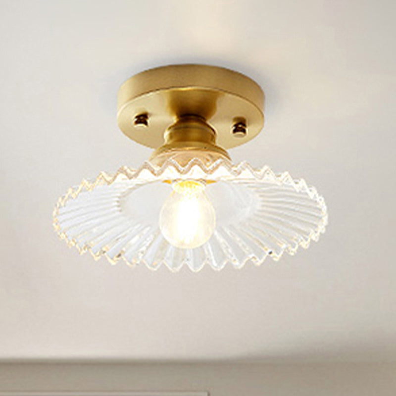 Semi-flush ceiling light with ribbed glass