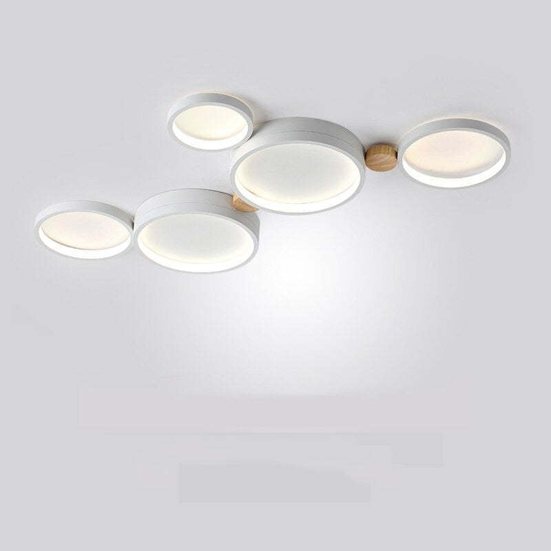 Modern LED ceiling light with grey metal rings 