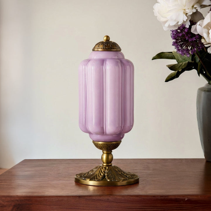 Table Lamp Glass Textured Cream Retro Design