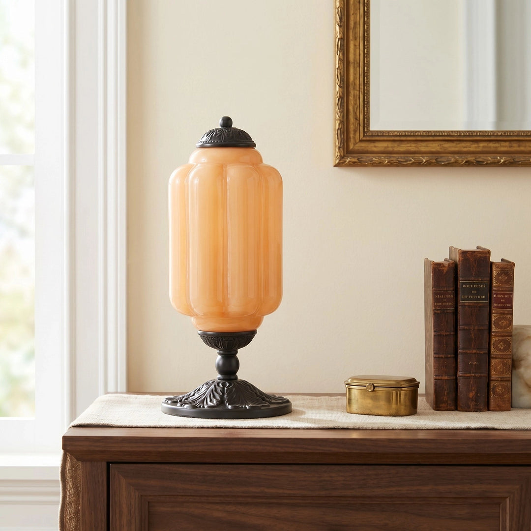 Table Lamp Glass Textured Cream Retro Design