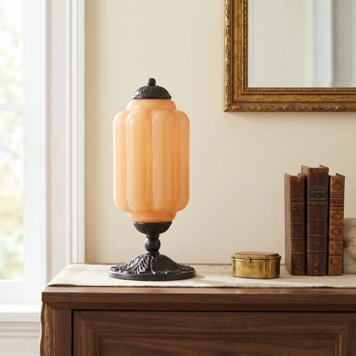 Table Lamp Glass Textured Cream Retro Design