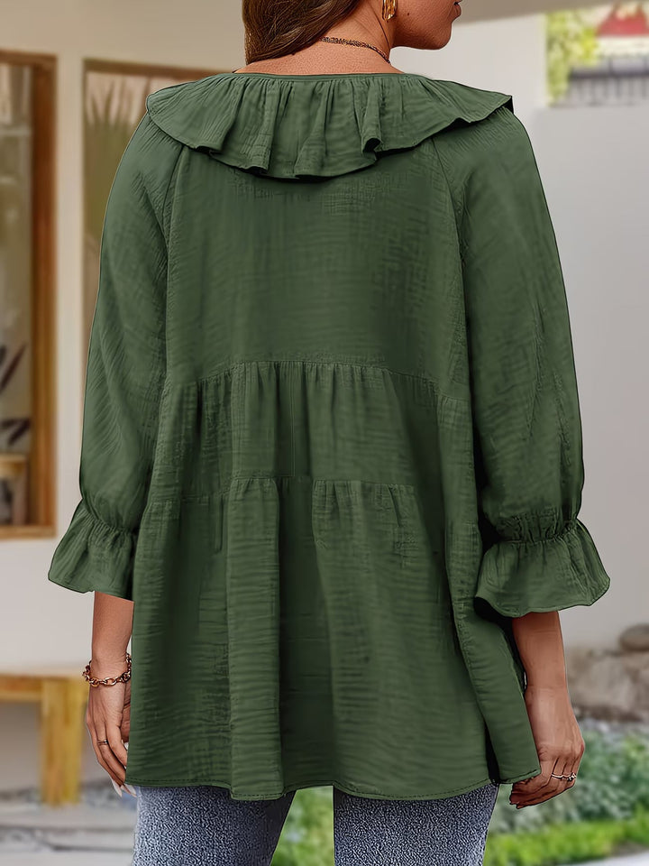 Elegant Ruffled Neckline Blouse for Women