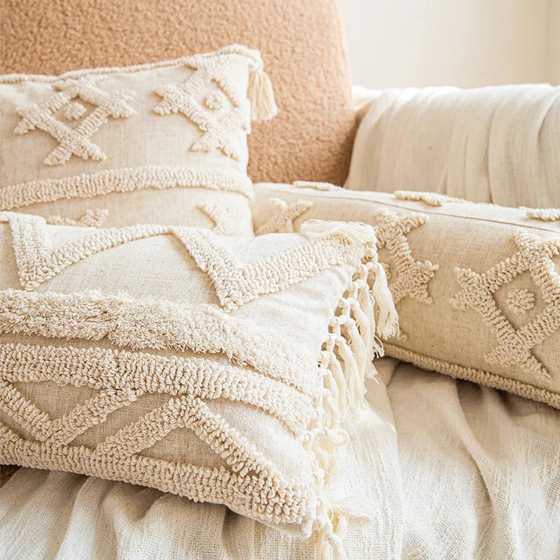 Bügelfreier Kissenbezug Beige Boho Design