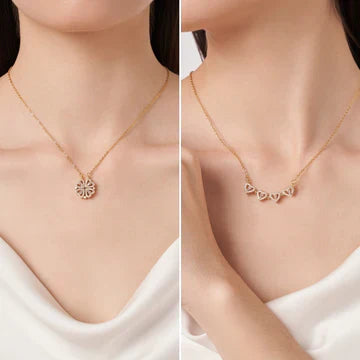 2-in-1 necklace with heart and clover for women 
